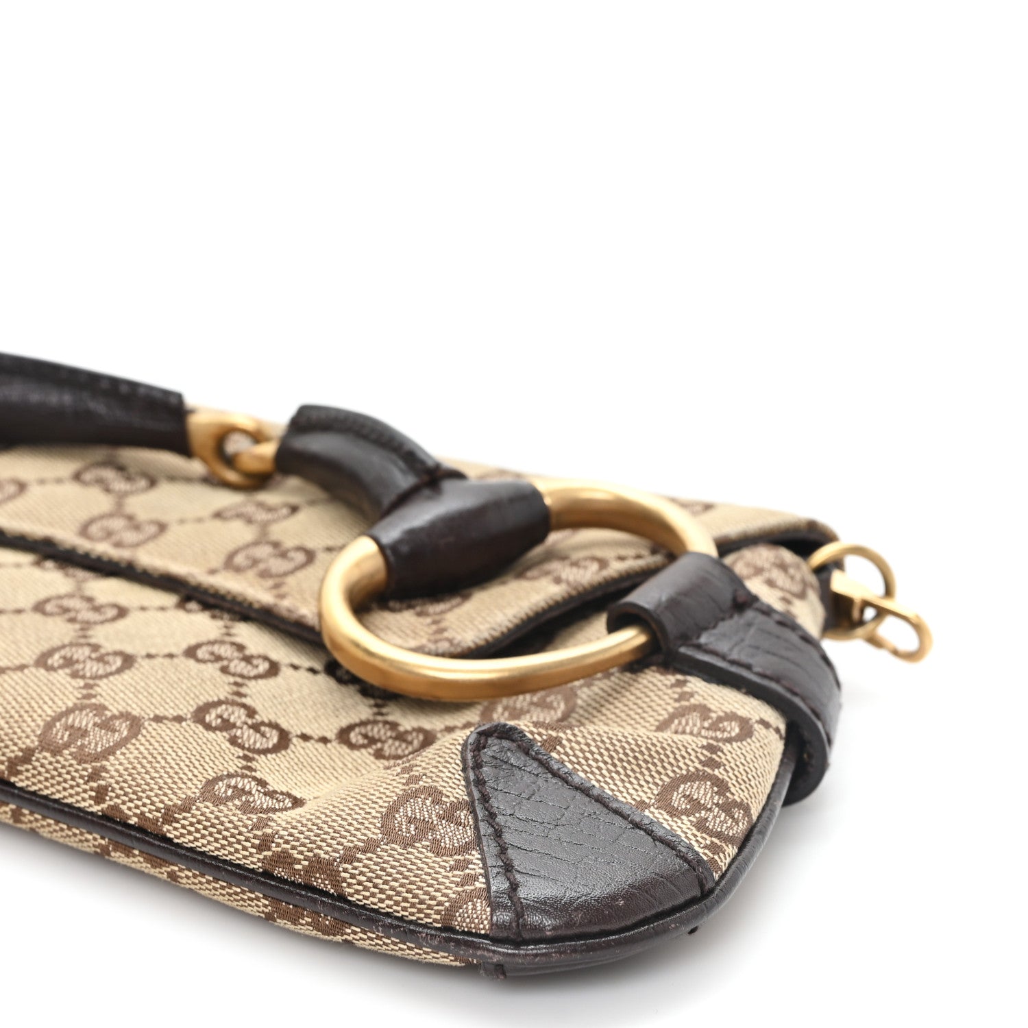 Gucci Monogram Horsebit Clutch Dark Brown 10 of 11
