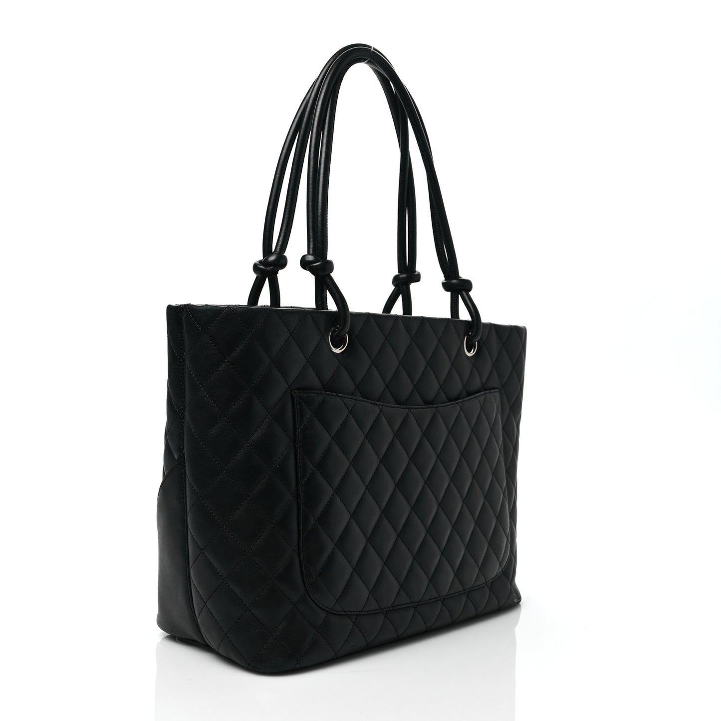 Calfskin Quilted Large Cambon Tote Black White