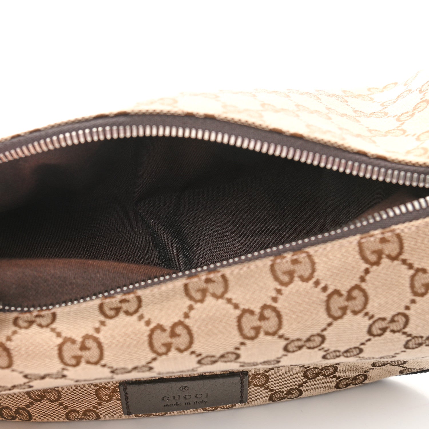 Gucci Monogram Dollar Calfskin Waist Pouch Beige Ebony Testa di Moro Marrone Scuro 5 of 12