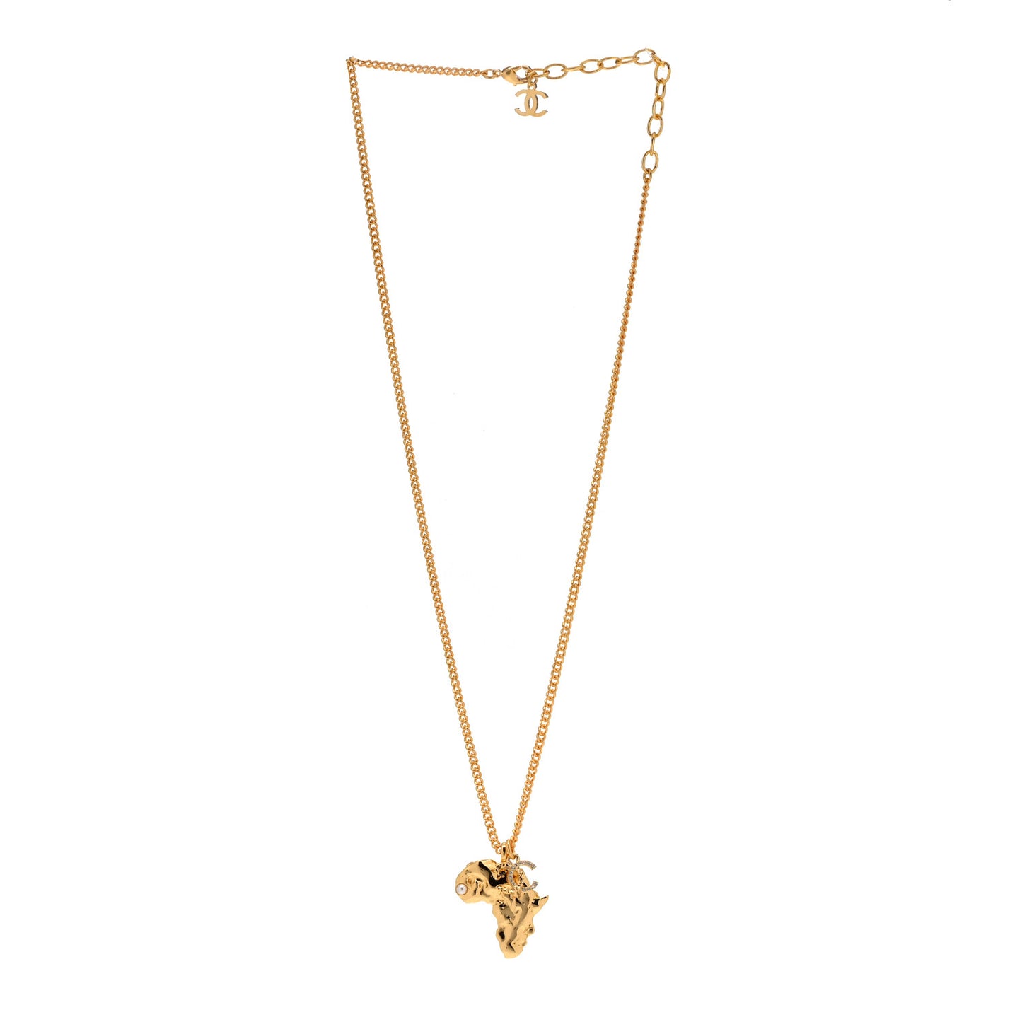 Crystal Pearl CC Africa Pendant Necklace Gold White