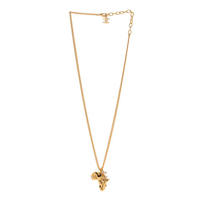 Chanel Crystal Pearl CC Africa Pendant Necklace Gold White 3 of 5