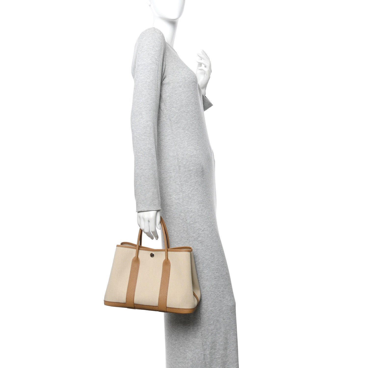 Hermes Toile Militaire Vache Country Garden Party 30 TPM Tote Beton Biscuit 2 of 10