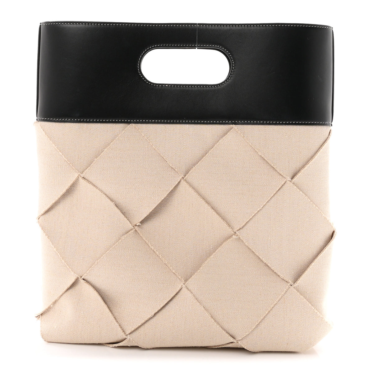 Bottega Veneta Linen French Calfskin Small Slip Tote Natural Black 1 of 11