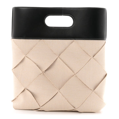 Bottega Veneta Linen French Calfskin Small Slip Tote Natural Black 1 of 11
