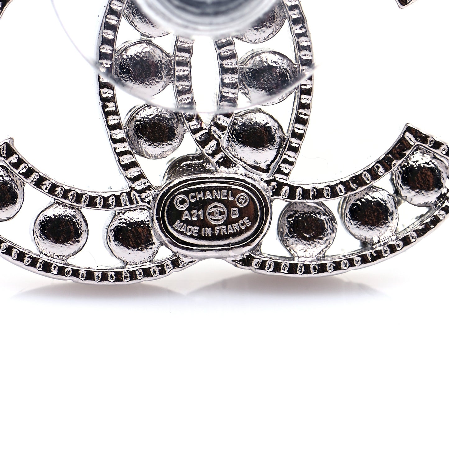 Crystal CC Chain Earrings Silver