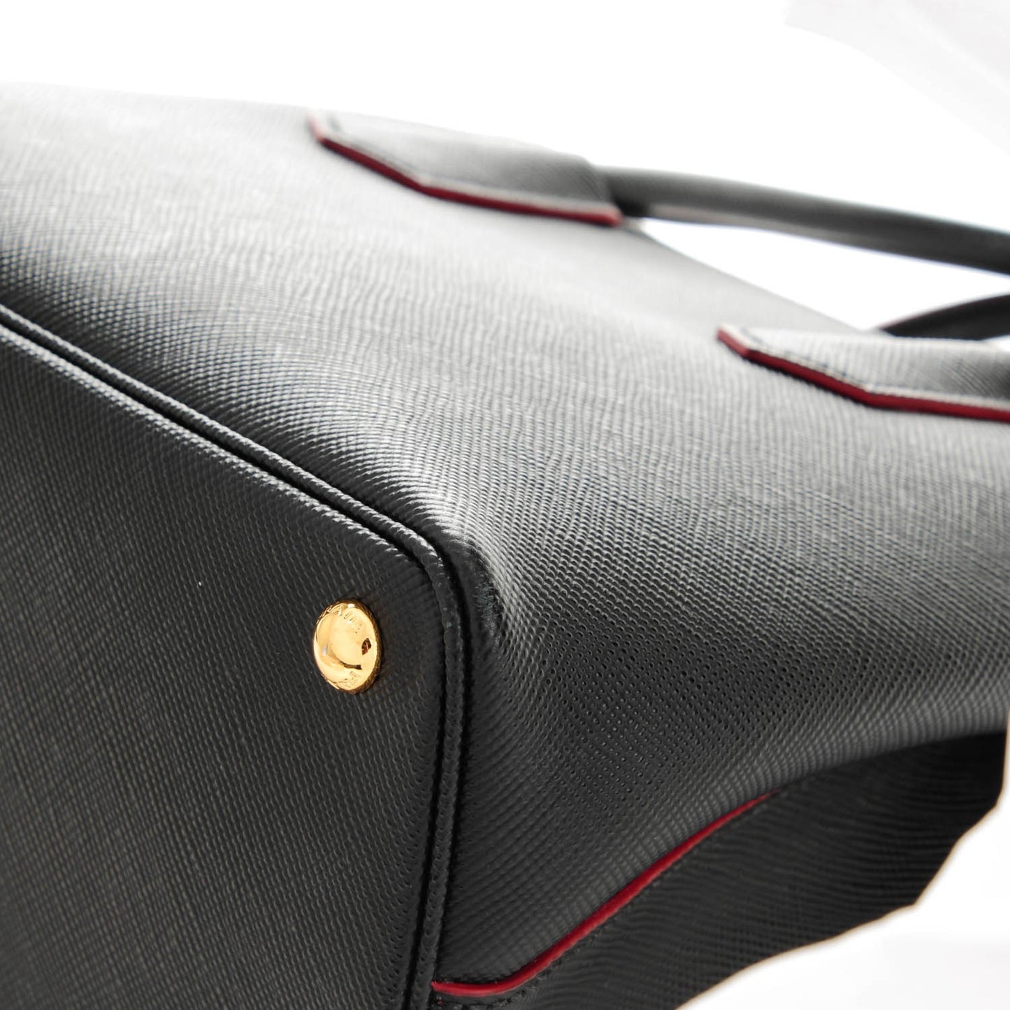 Saffiano Cuir Small Double Bag Nero Black Ciliegia