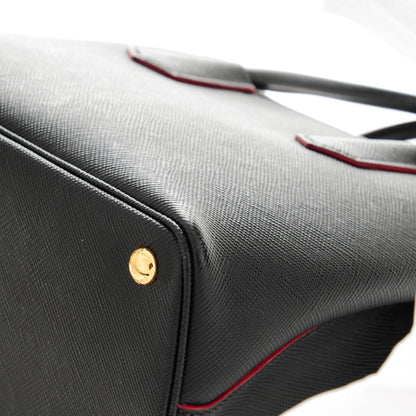 Prada Saffiano Cuir Small Double Bag Nero Black Ciliegia 9 of 9