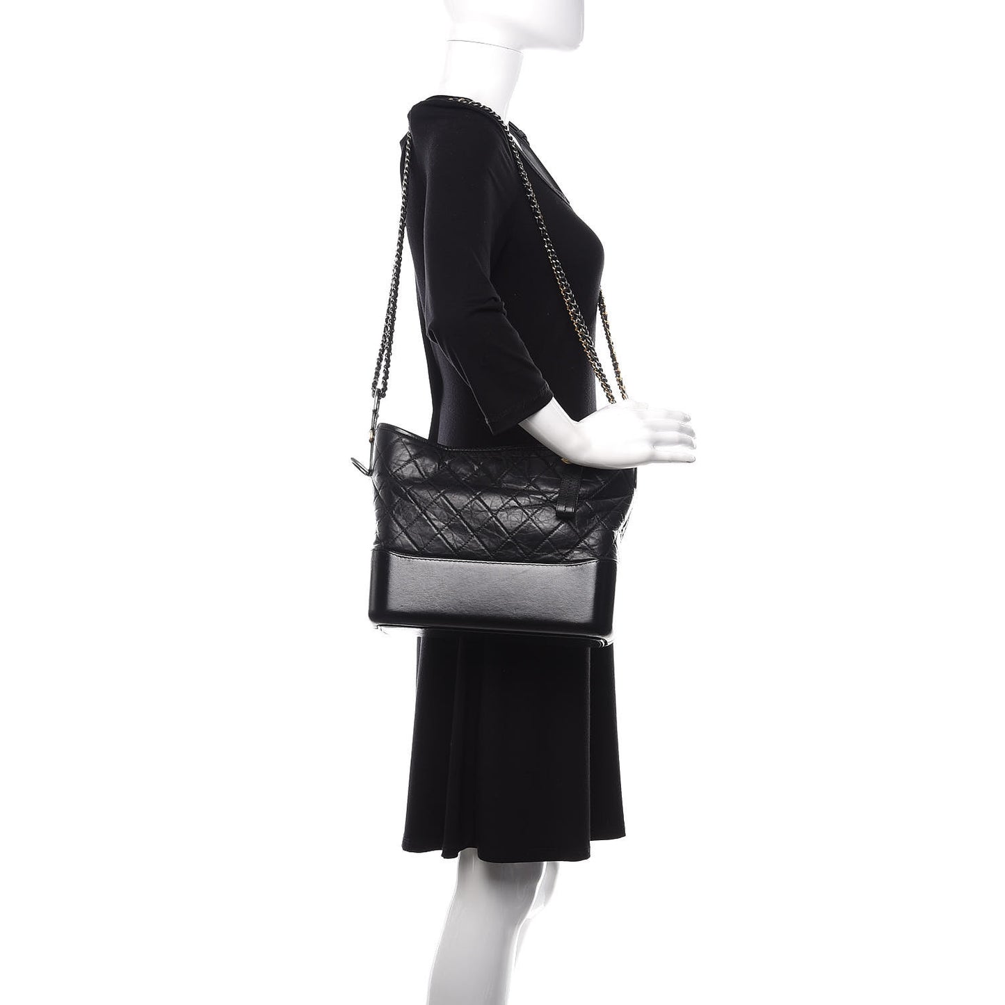 Aged Calfskin Quilted Medium Gabrielle Hobo Black