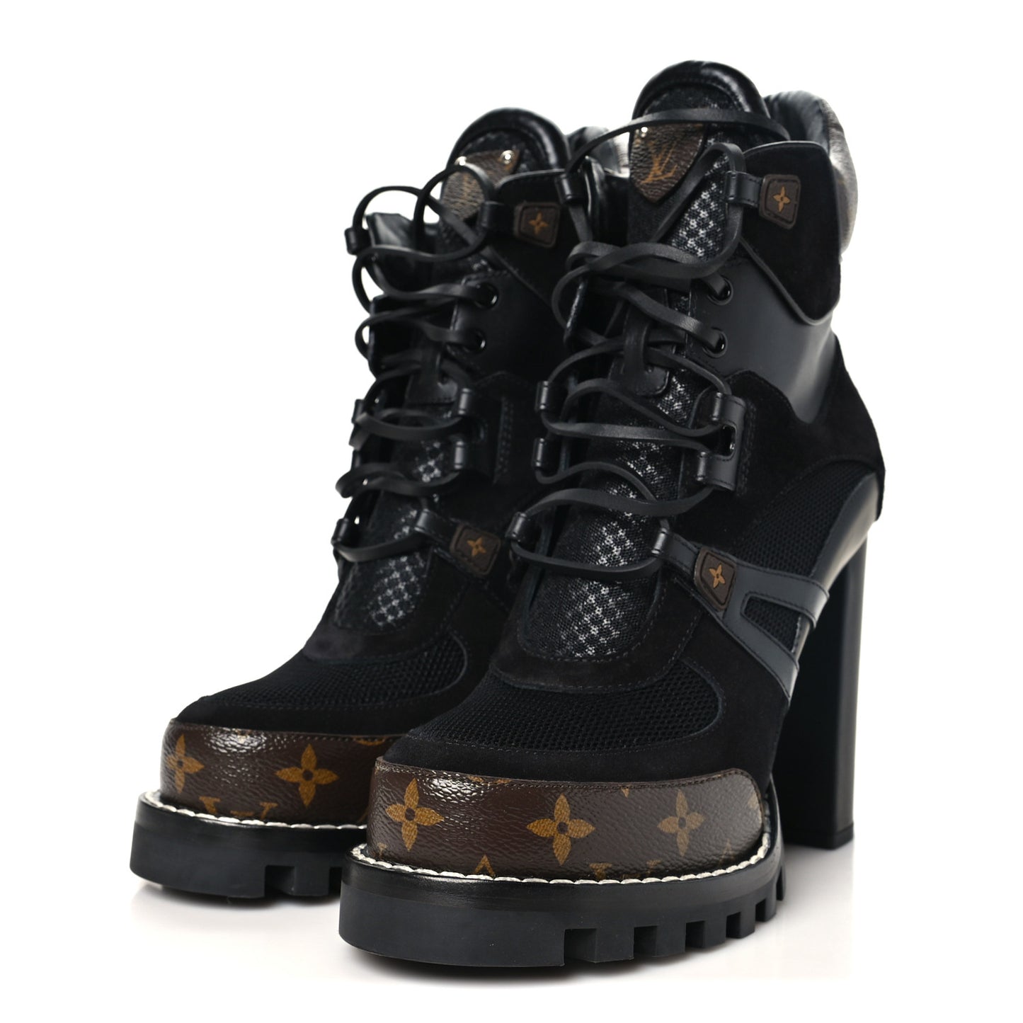Suede Calfskin Monogram Star Trail Ankle Boots 41 Black