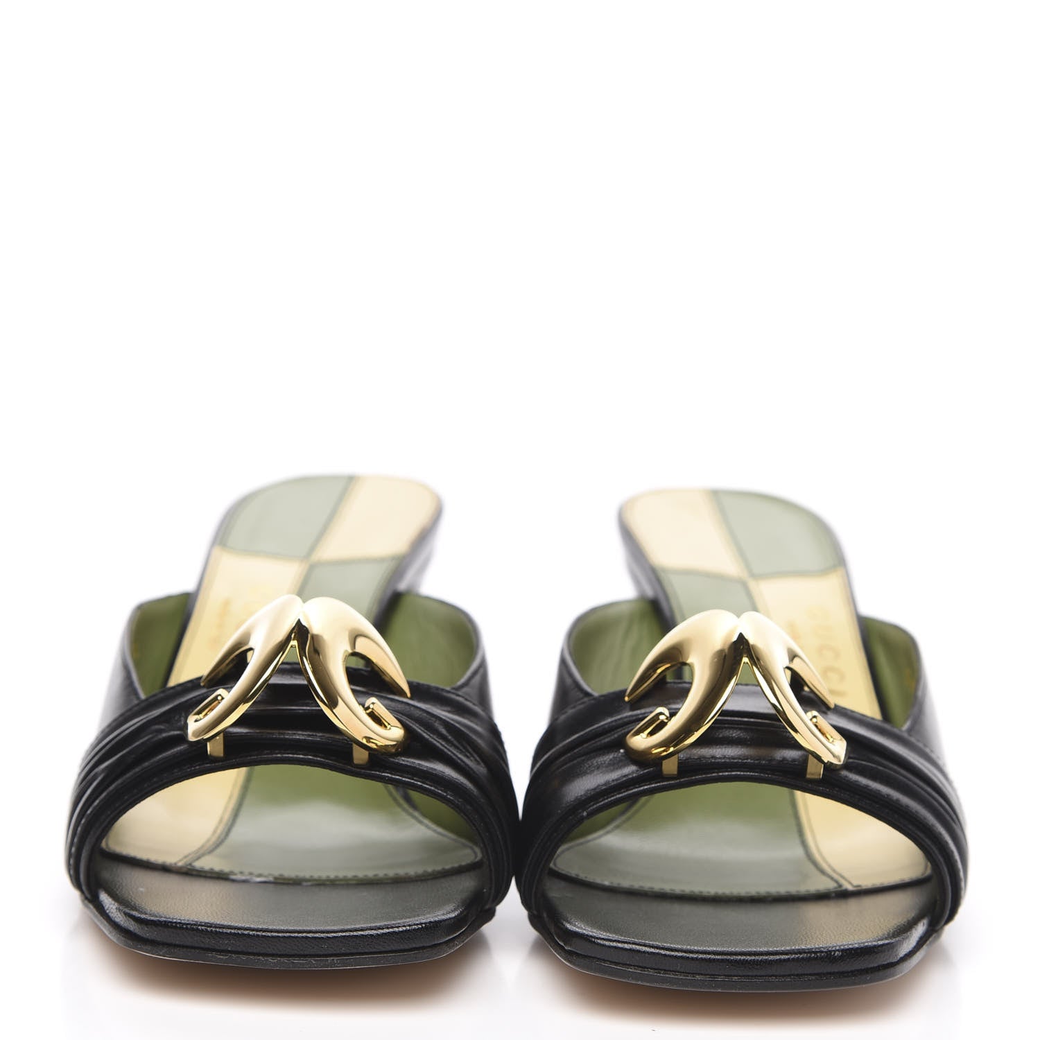 Gucci Calfskin Half Moon Mid Heel Slides 38 Black 2 of 9