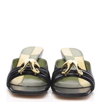 Gucci Calfskin Half Moon Mid Heel Slides 38 Black 2 of 9