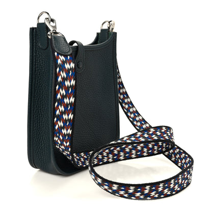 Hermes Taurillon Clemence Zigzag Evelyne TPM Vert Cypress Black Deep Bleu 3 of 11