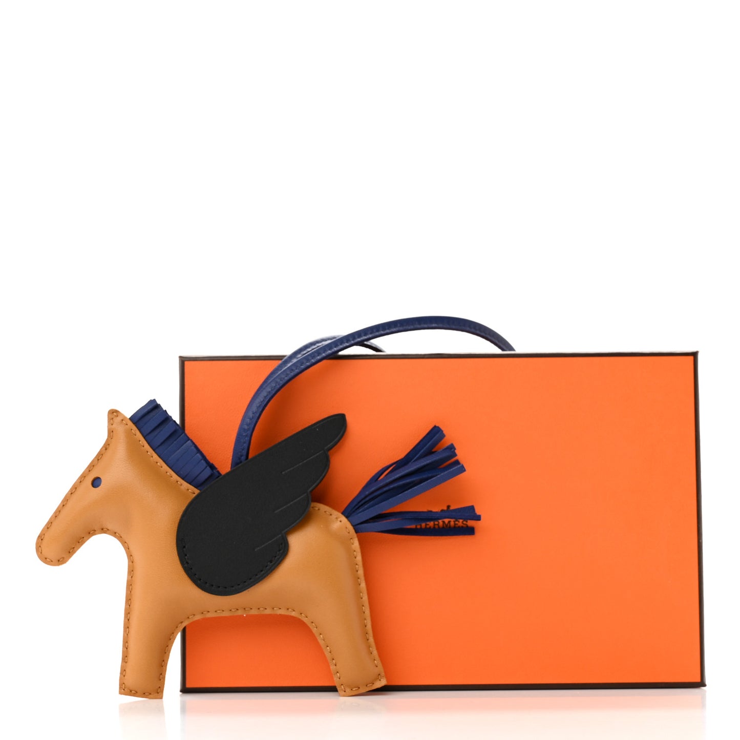 Milo Lambskin Grigri Rodeo Pegase Horse Bag Charm MM Sesame Black Bleu Saphir