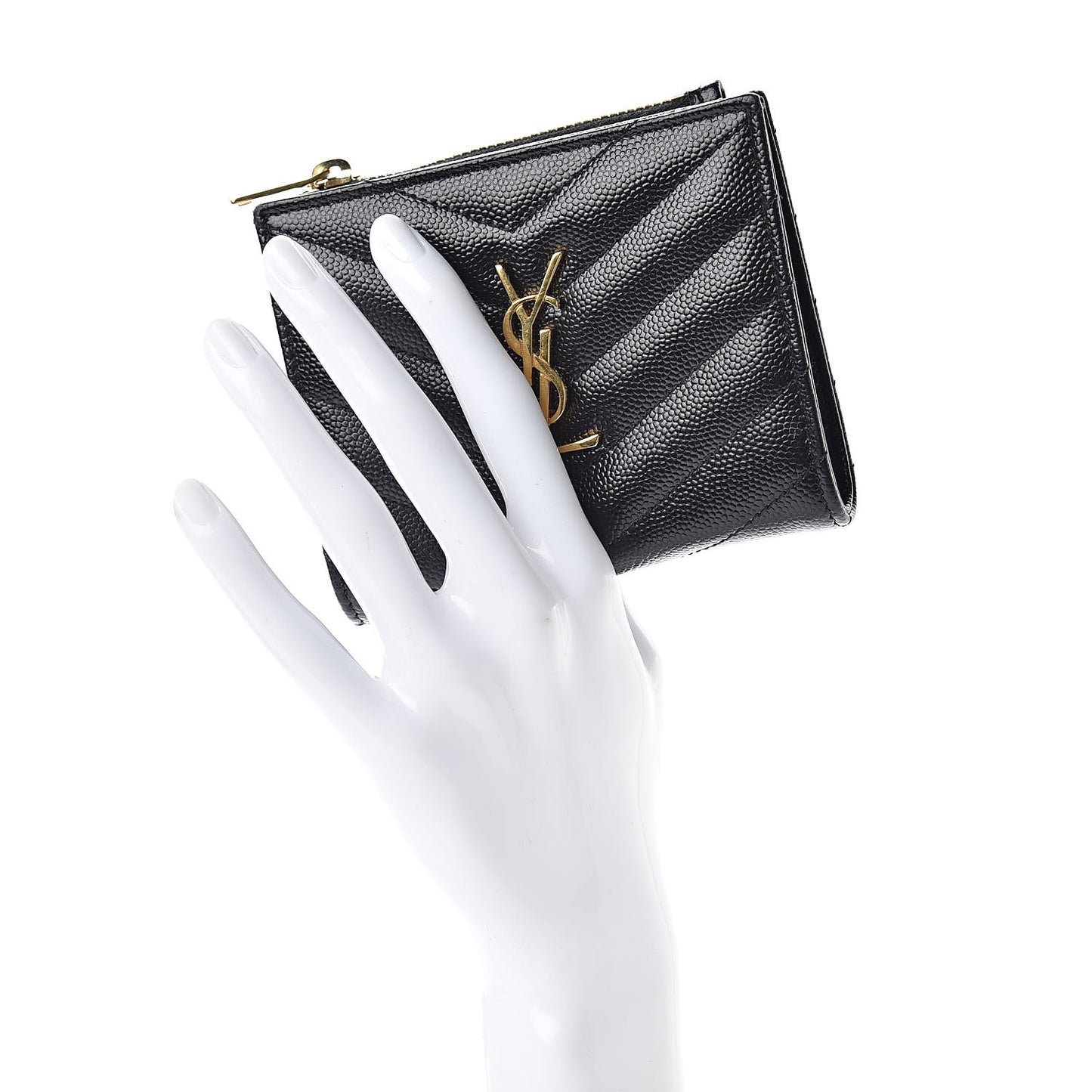 Grain De Poudre Matelasse Chevron Monogram Zipped Card Case Black