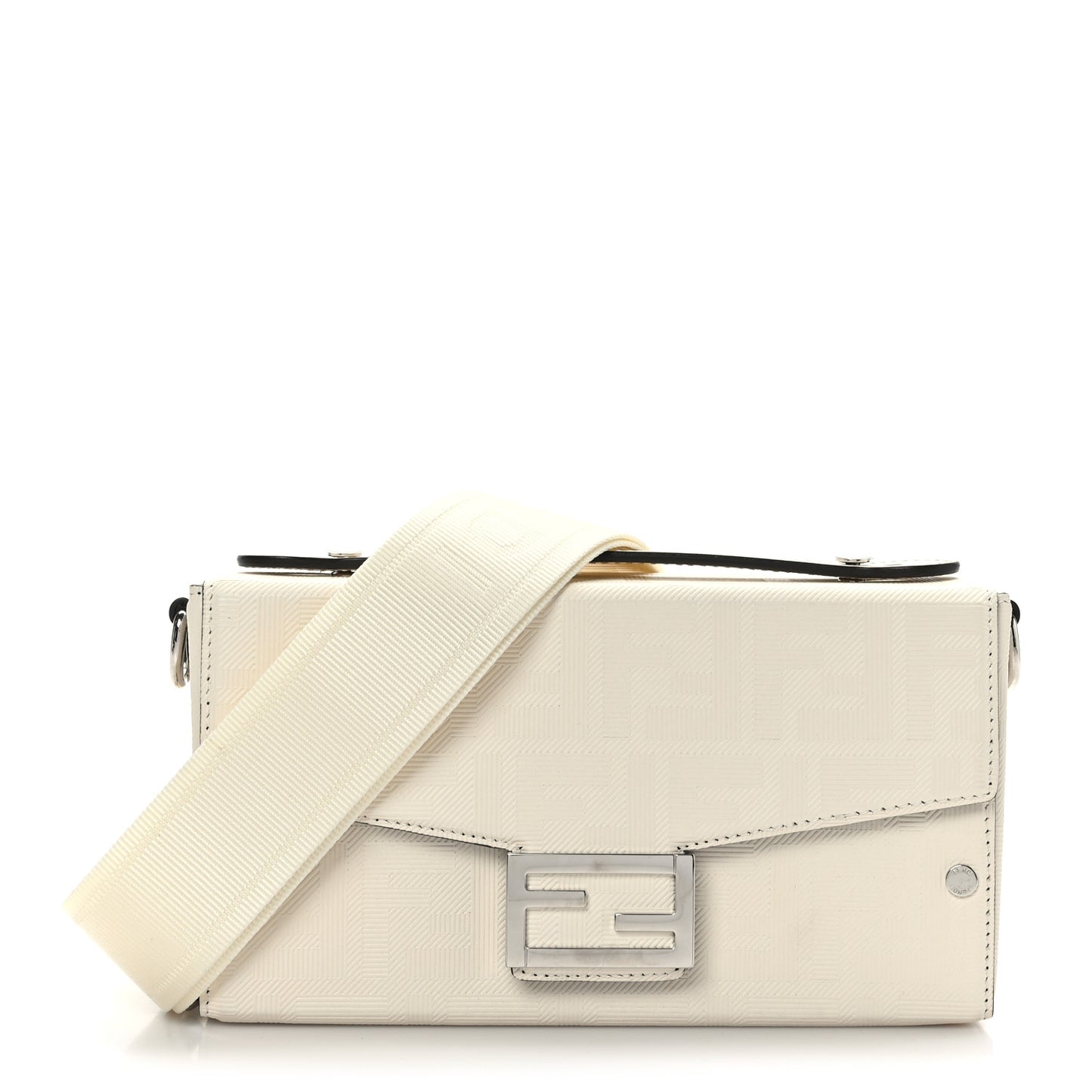 Vitello King FF Lines Embossed Baguette Soft Trunk White