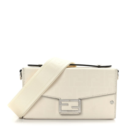 Fendi Vitello King FF Lines Embossed Baguette Soft Trunk White 1 of 7