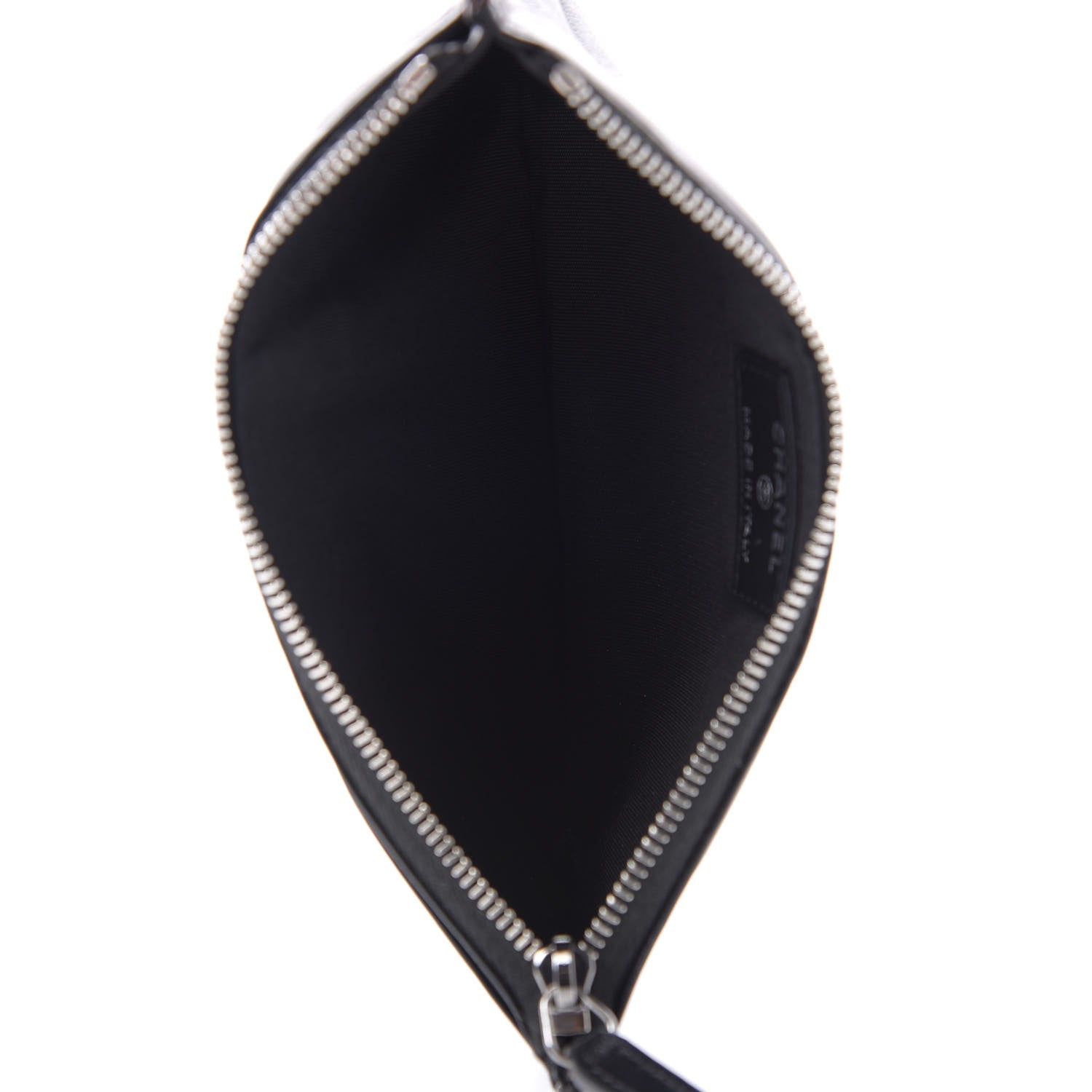 Chanel Lambskin Chevron Quilted Classic Zip Pouch Black 5 of 7