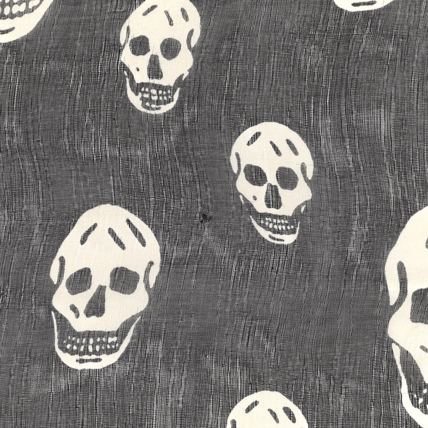 Silk Chiffon Skull Scarf Black Ivory
