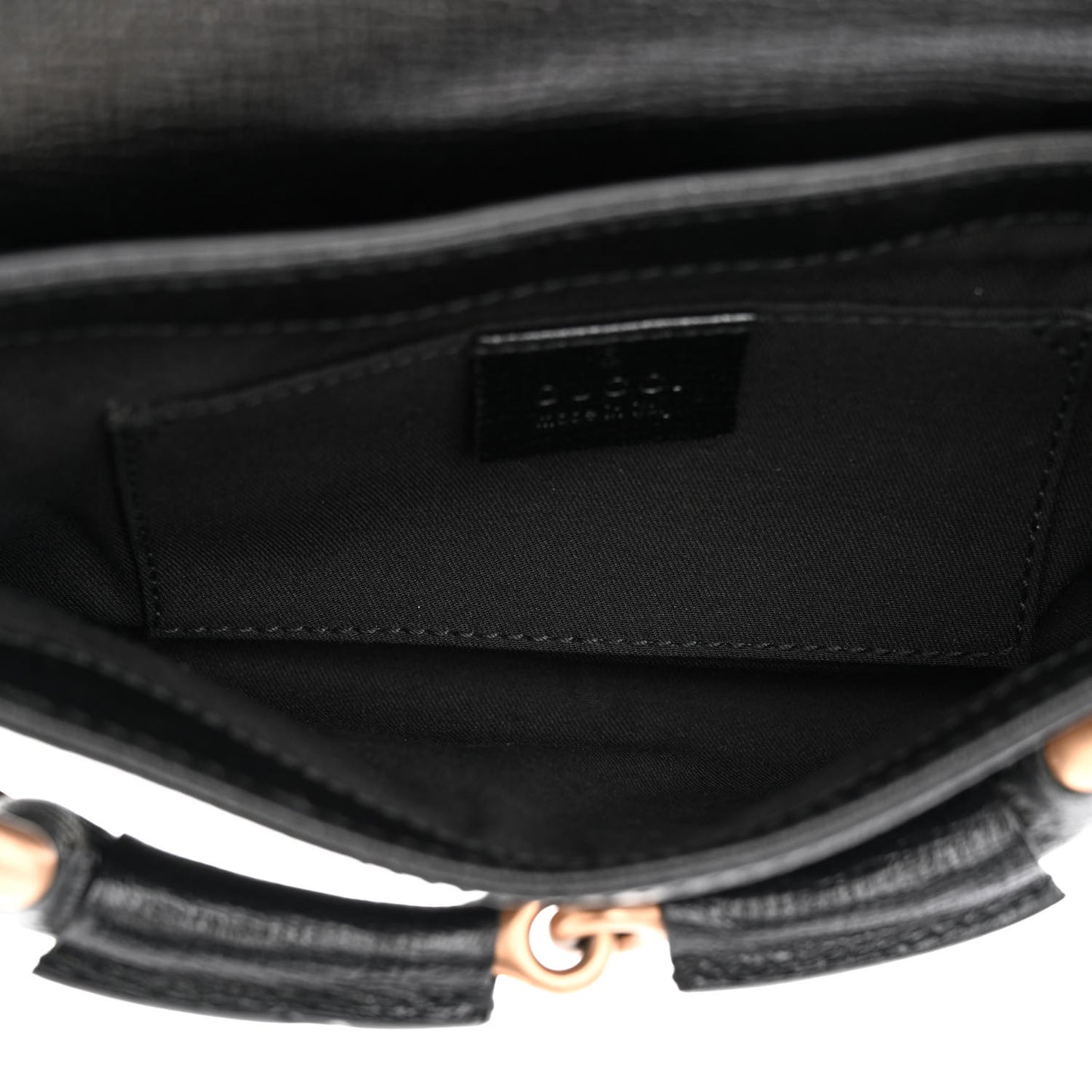 Textured Calfskin Horsebit Chain Clutch Black