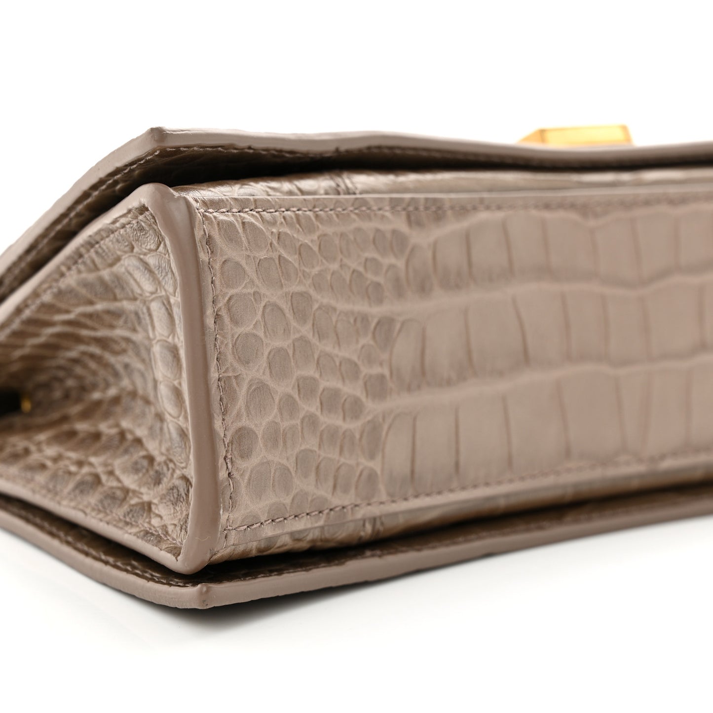 Extra Supple Calfskin Crocodile Embossed Small Crush Chain Bag Dark Mink Grey