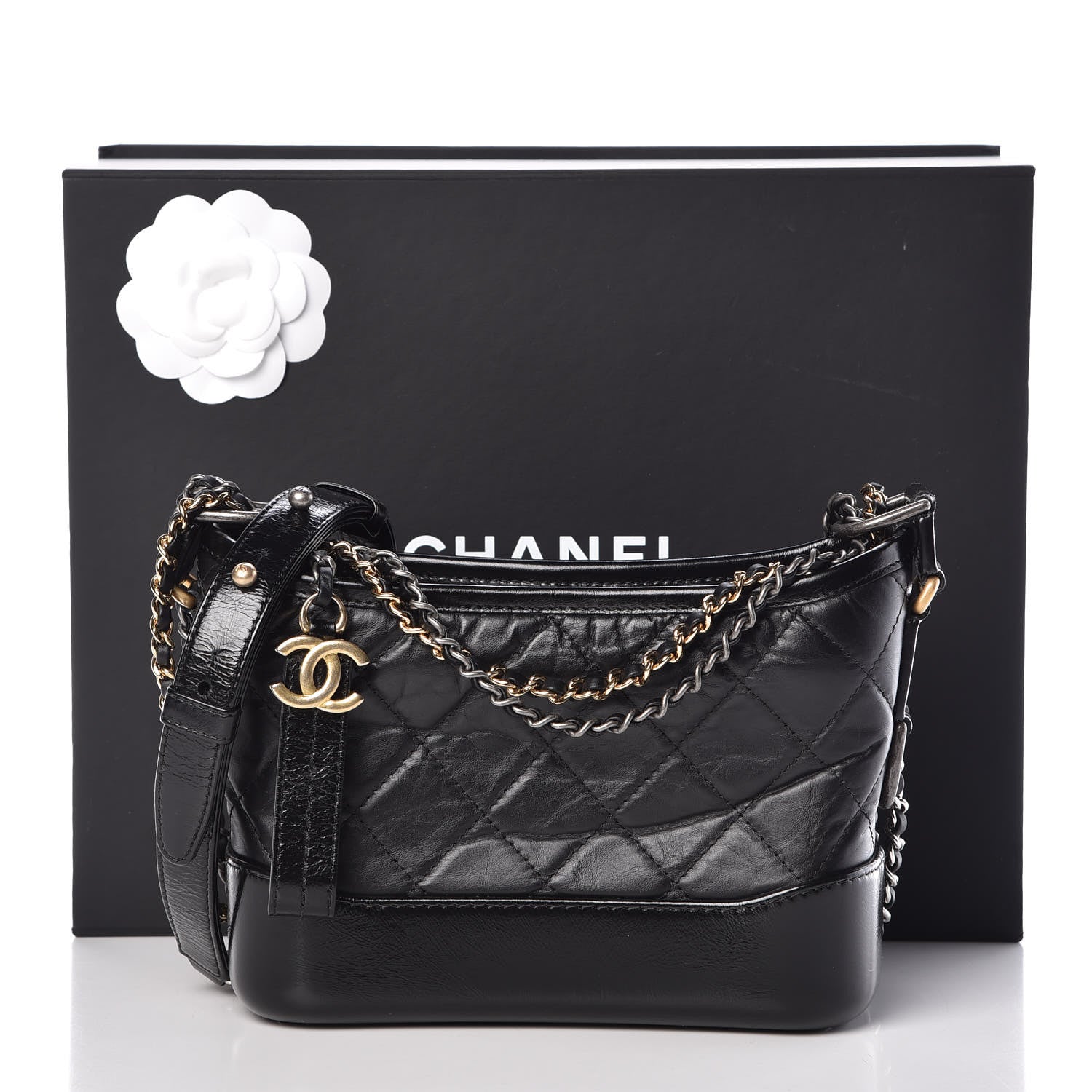 Chanel Aged Calfskin Quilted Small Gabrielle Hobo Black 8 of 8