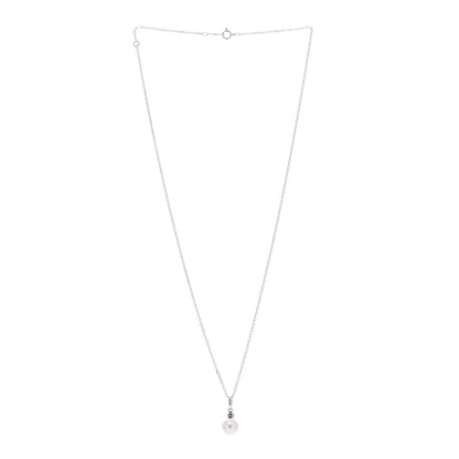 Mikimoto 18K White Gold Blue Sapphire Akoya Cultured Pearl 8-8.5mm Pendant Necklace 3 of 6