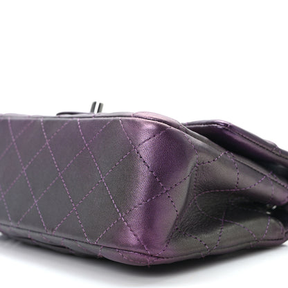 Chanel Iridescent Lambskin Quilted Mini Rectangular Flap Dark Purple 10 of 14