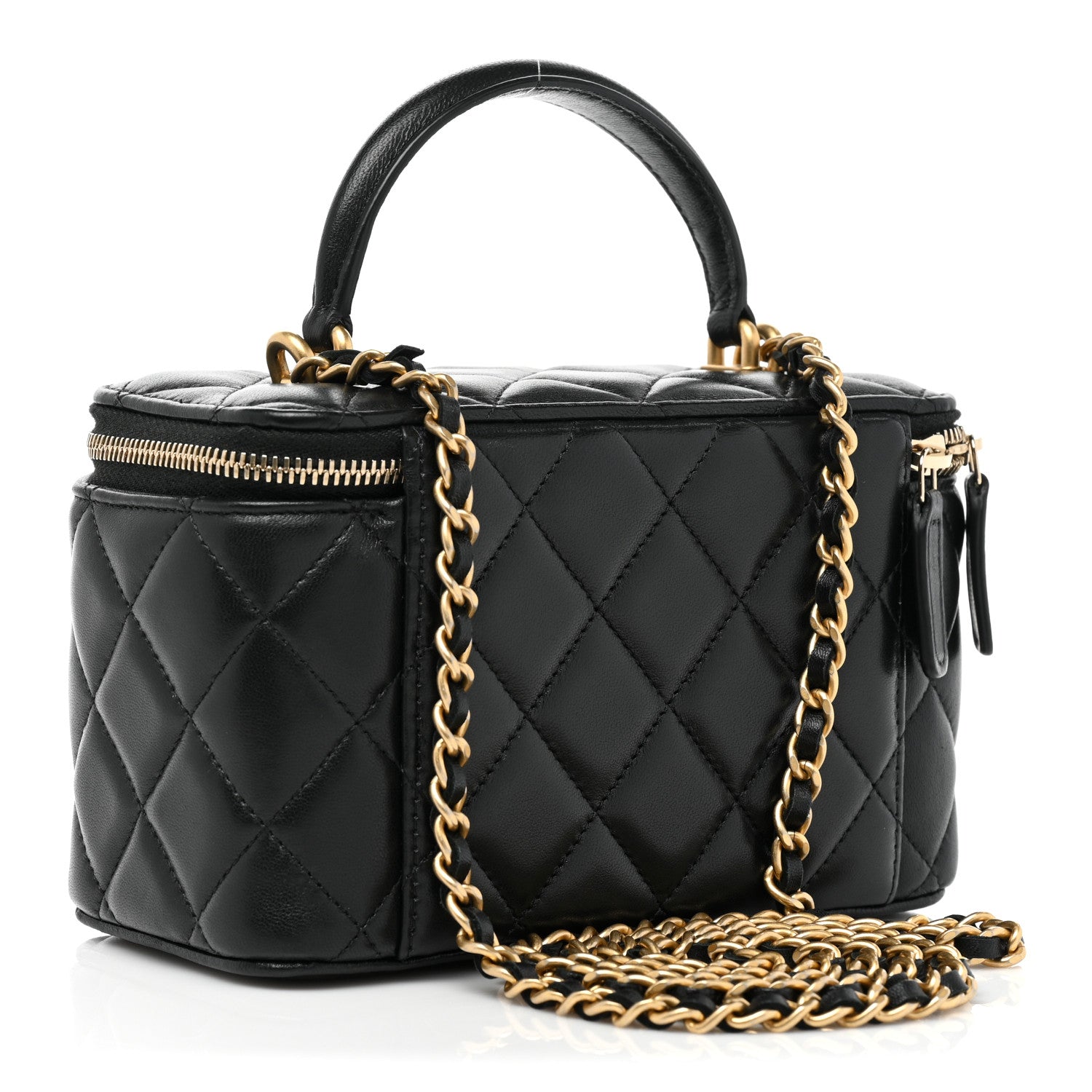 Chanel Lambskin Quilted Small Top Handle Vanity Case With Chain Black 3 of 8