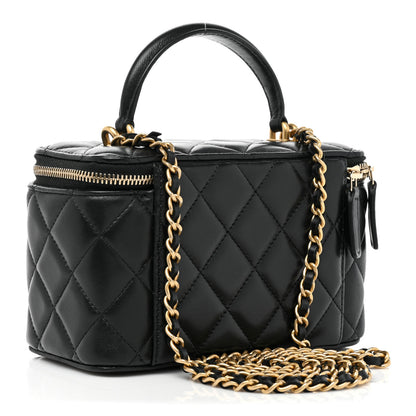 Chanel Lambskin Quilted Small Top Handle Vanity Case With Chain Black 3 of 8