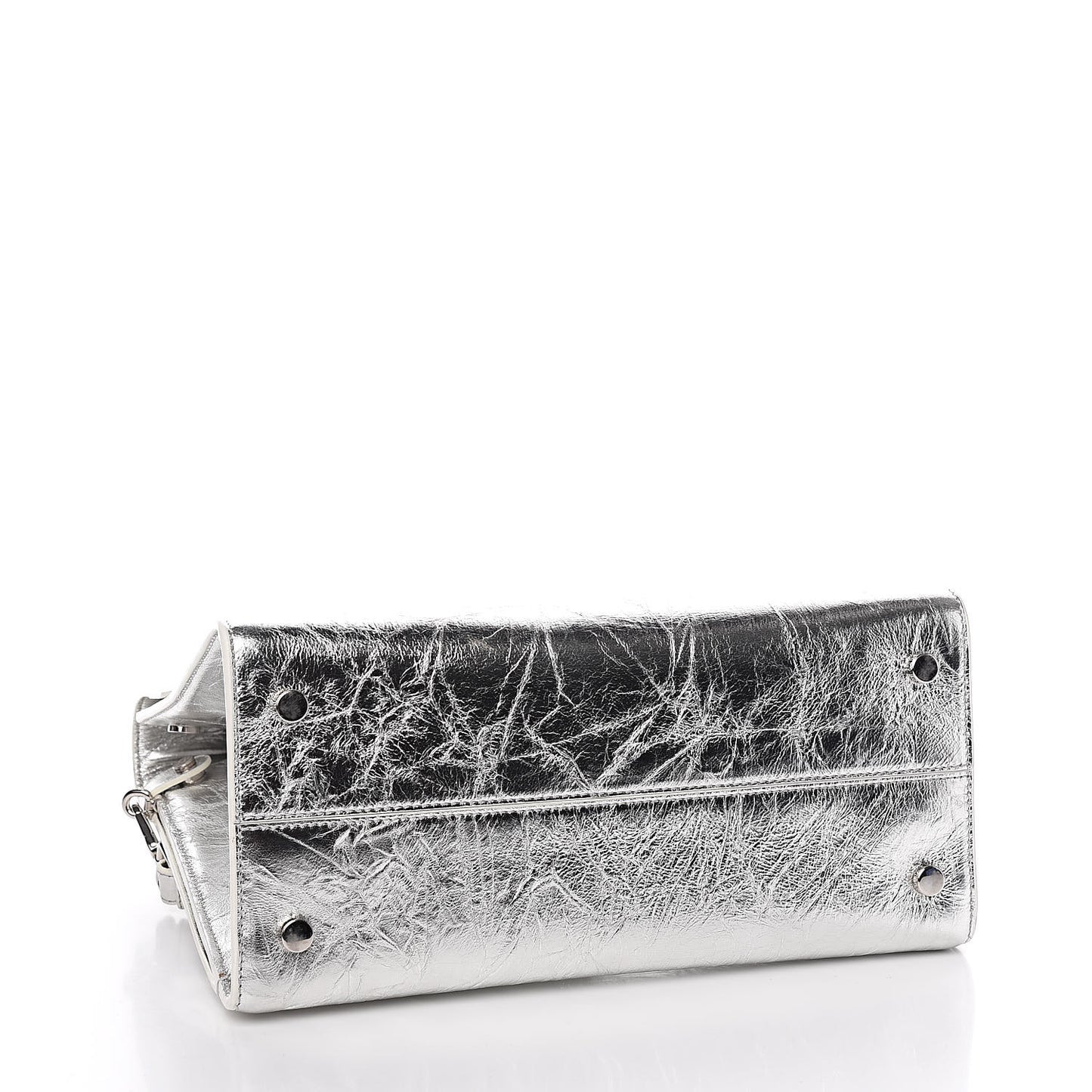 Metallic Calfskin Medium Diorever Flap Silver