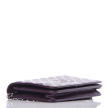 Chanel Caviar Quilted Diamond CC Wallet On Chain WOC Dark Purple 4 of 9