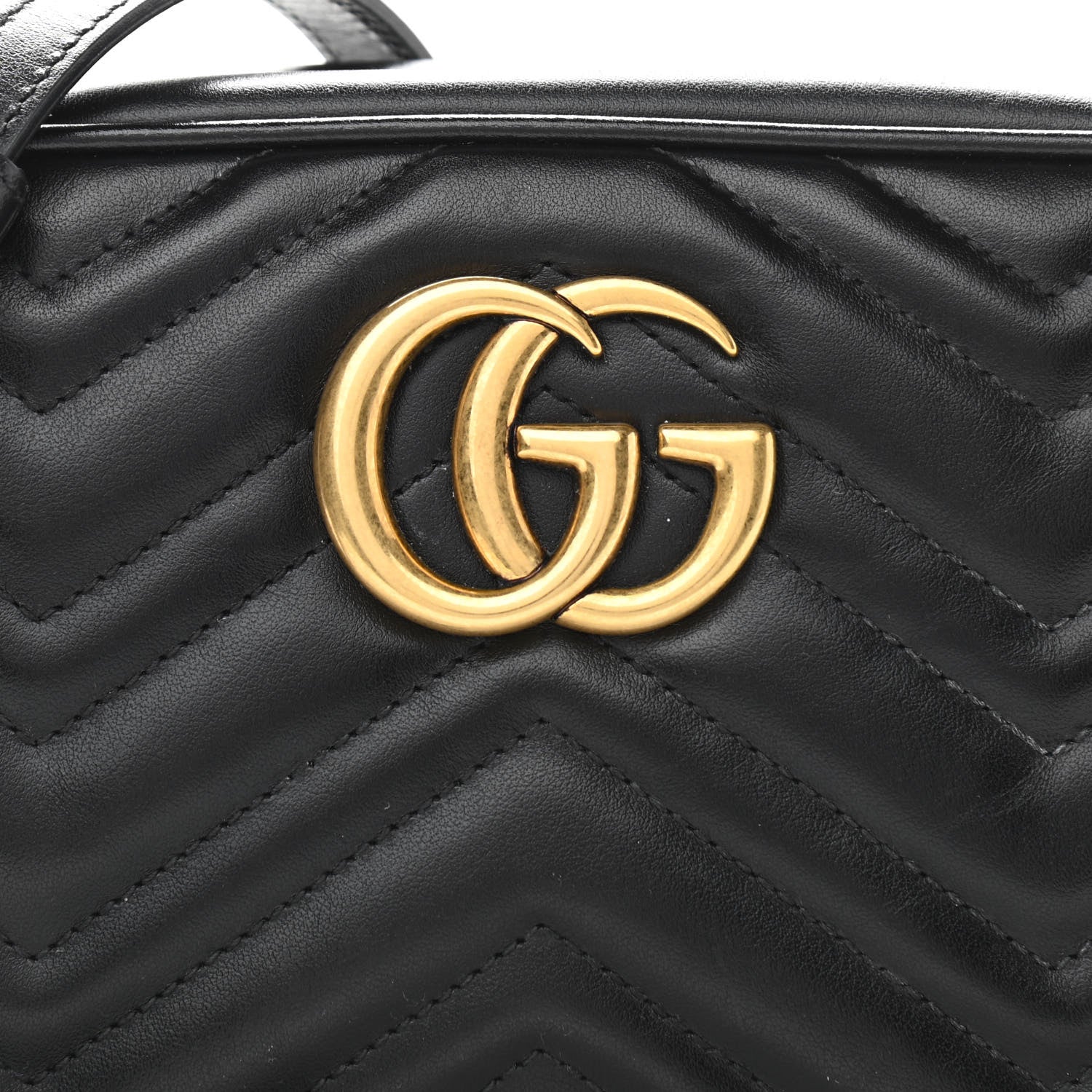 Gucci Calfskin Matelasse Small GG Marmont Chain Shoulder Bag Black 8 of 10