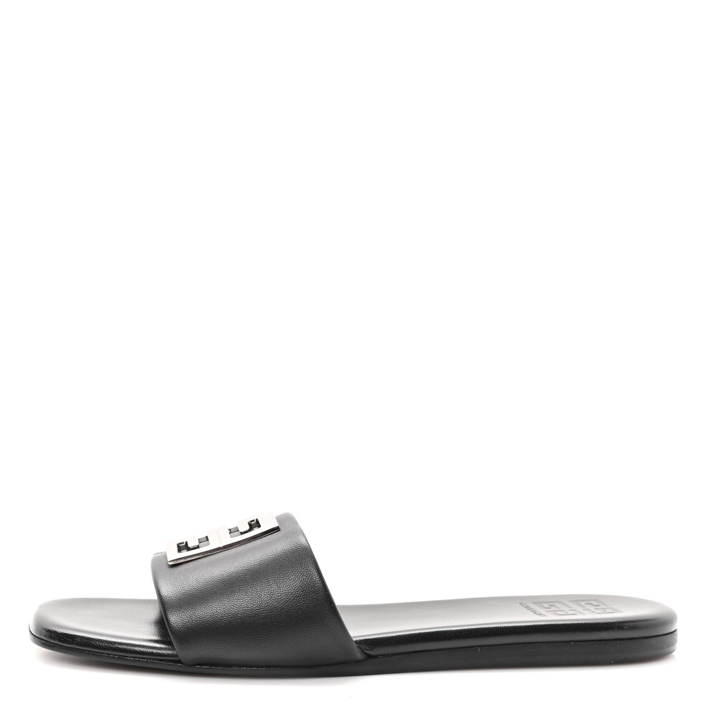 Lambskin 4G Plaque Flat Sandals 38 Black