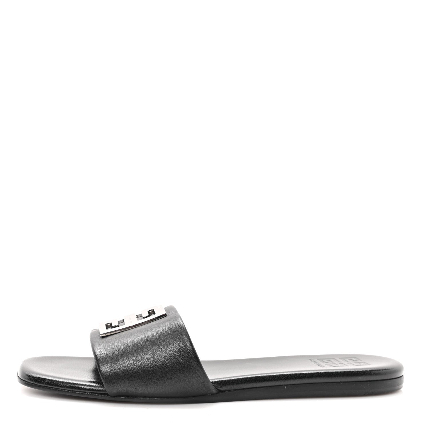 Givenchy Lambskin 4G Plaque Flat Sandals 38 Black 1 of 9