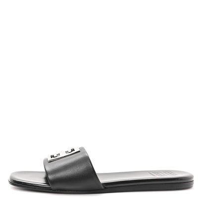 Givenchy Lambskin 4G Plaque Flat Sandals 38 Black 1 of 9