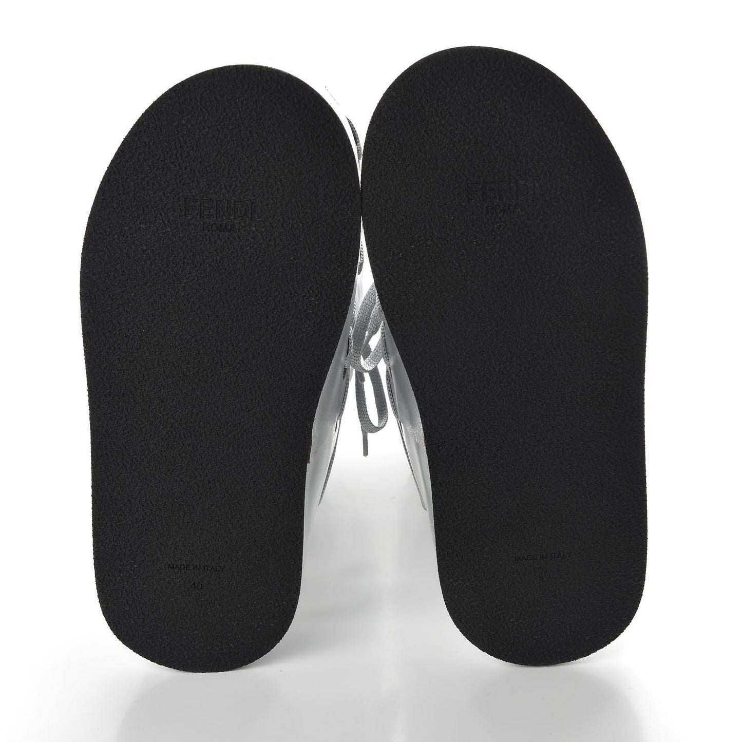 Laminated Nappa FF Embossed T-Rex Lace Up Ski Boots 40 Argento