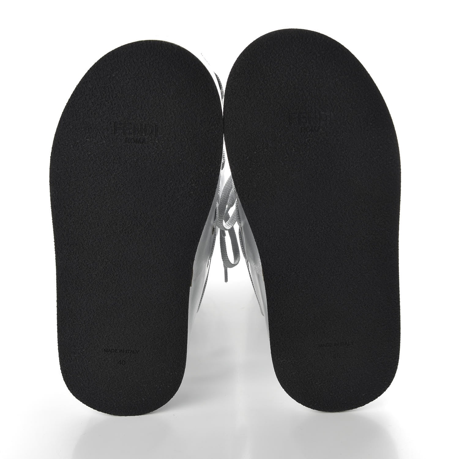 Fendi Laminated Nappa FF Embossed T-Rex Lace Up Ski Boots 40 Argento 5 of 9