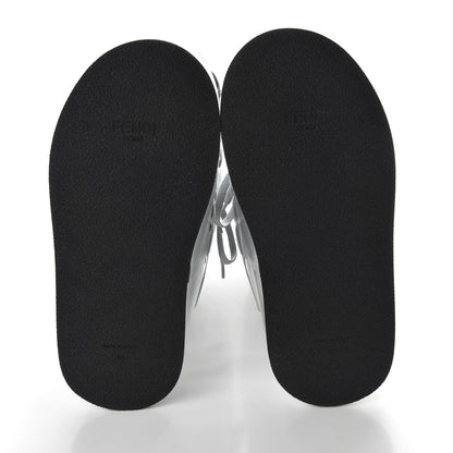 Fendi Laminated Nappa FF Embossed T-Rex Lace Up Ski Boots 40 Argento 5 of 9