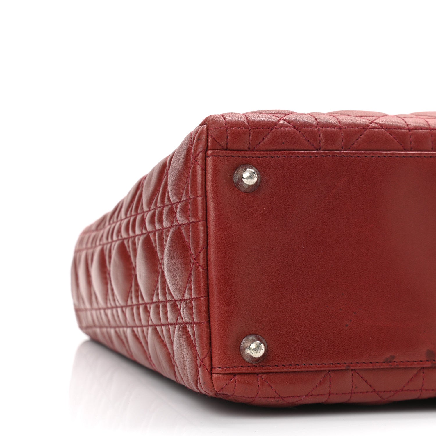 Christian Dior Lambskin Cannage Large Lady Dior Red 9 of 13