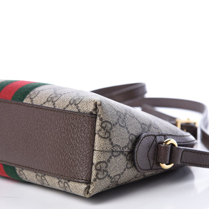 Gucci GG Supreme Monogram Textured Dollar Calfskin Web Small Ophidia Dome Shoulder Bag Beige Ebony New Acero 8 of 10
