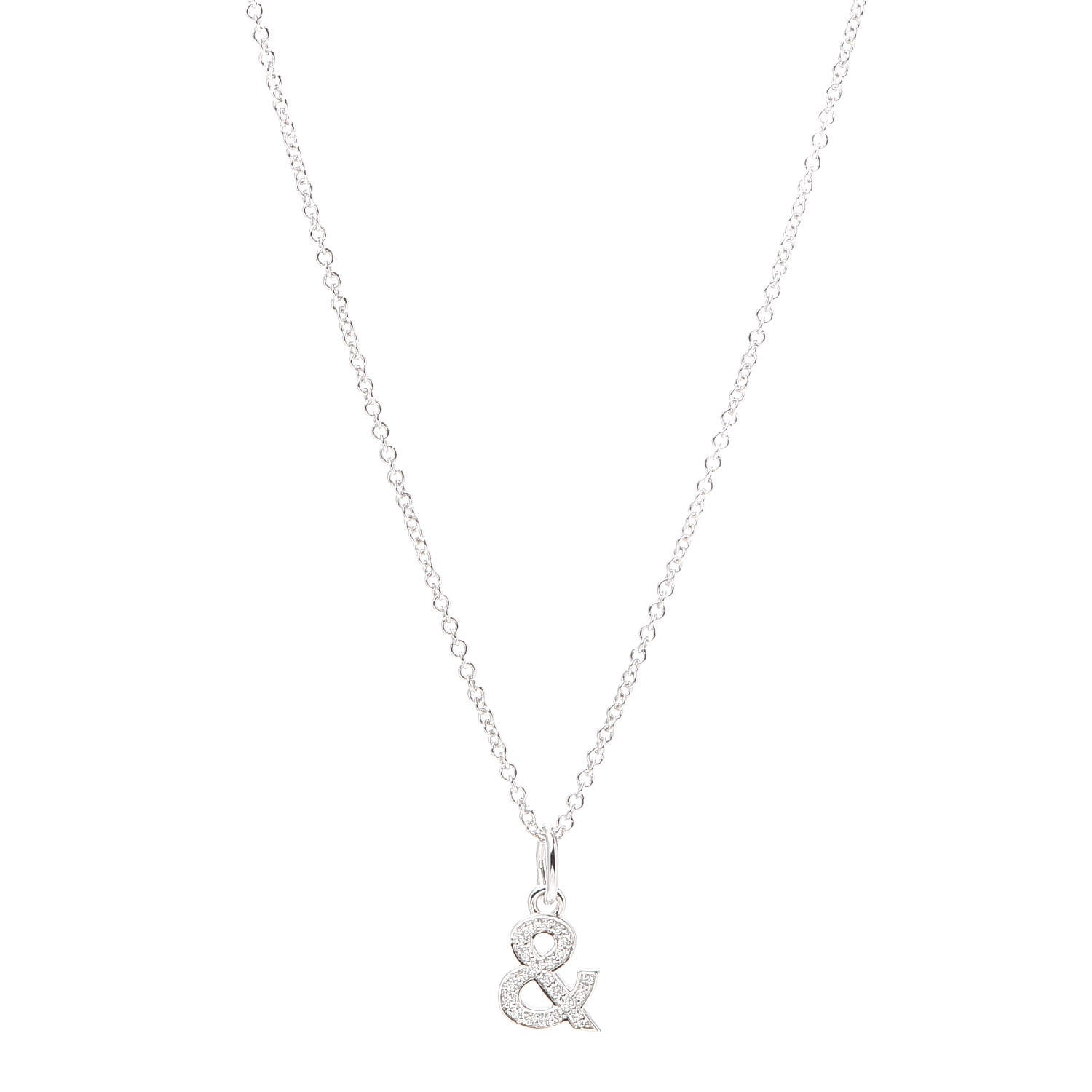 Tiffany 18K White Gold Diamond Small Ampersand Pendant Necklace 1 of 6