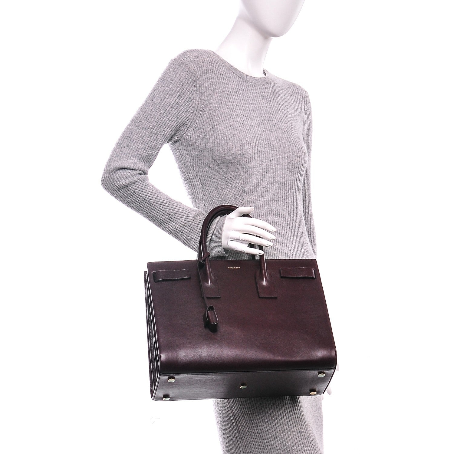 Saint Laurent Calfskin Large Sac De Jour Carryall Amarena 2 of 6