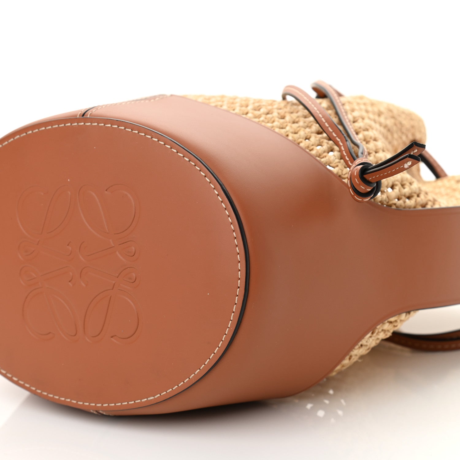 Loewe Raffia Calfskin Balloon Bucket Bag Natural Tan 8 of 10