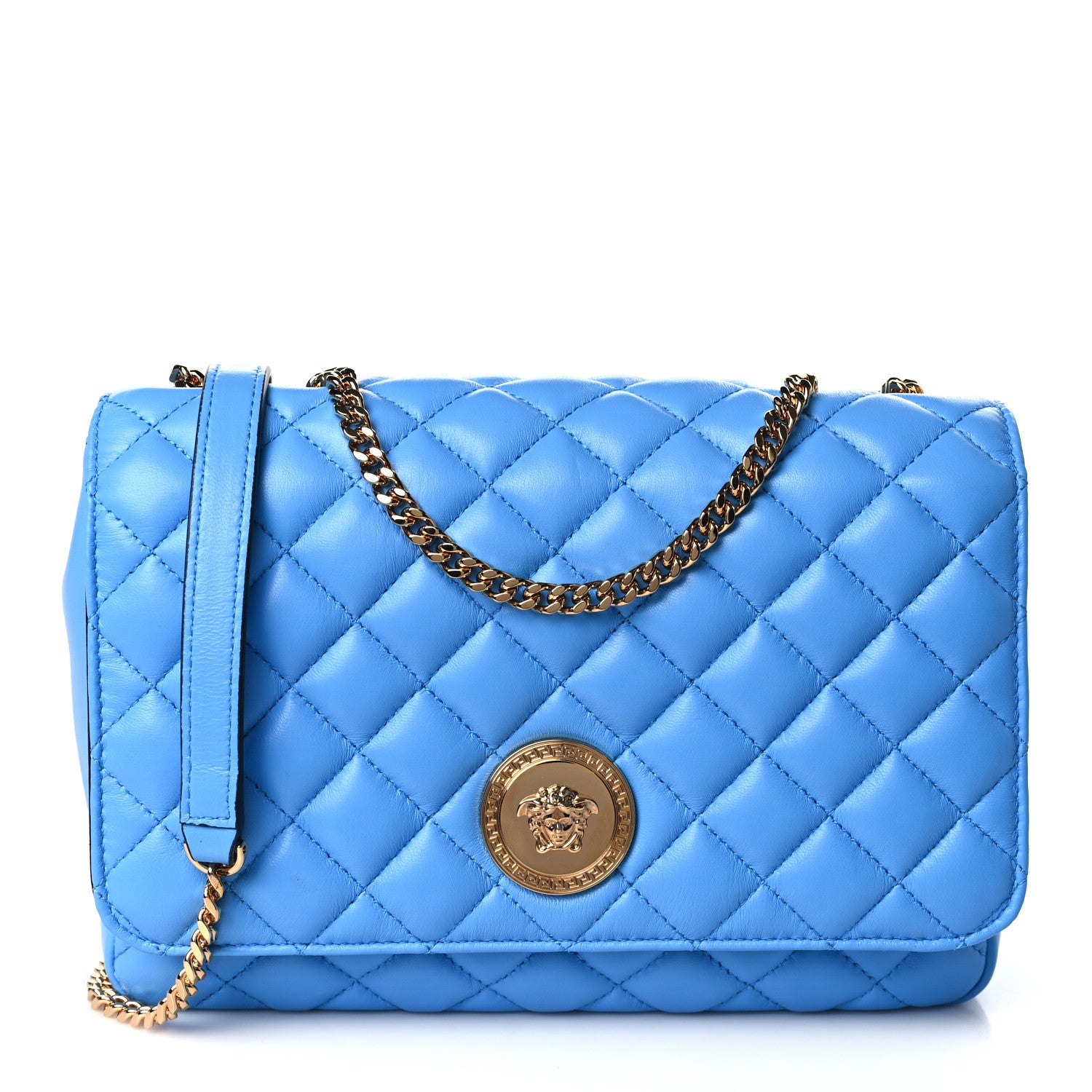 Versace Nappa Quilted Medusa Chain Crossbody Blue 1 of 8