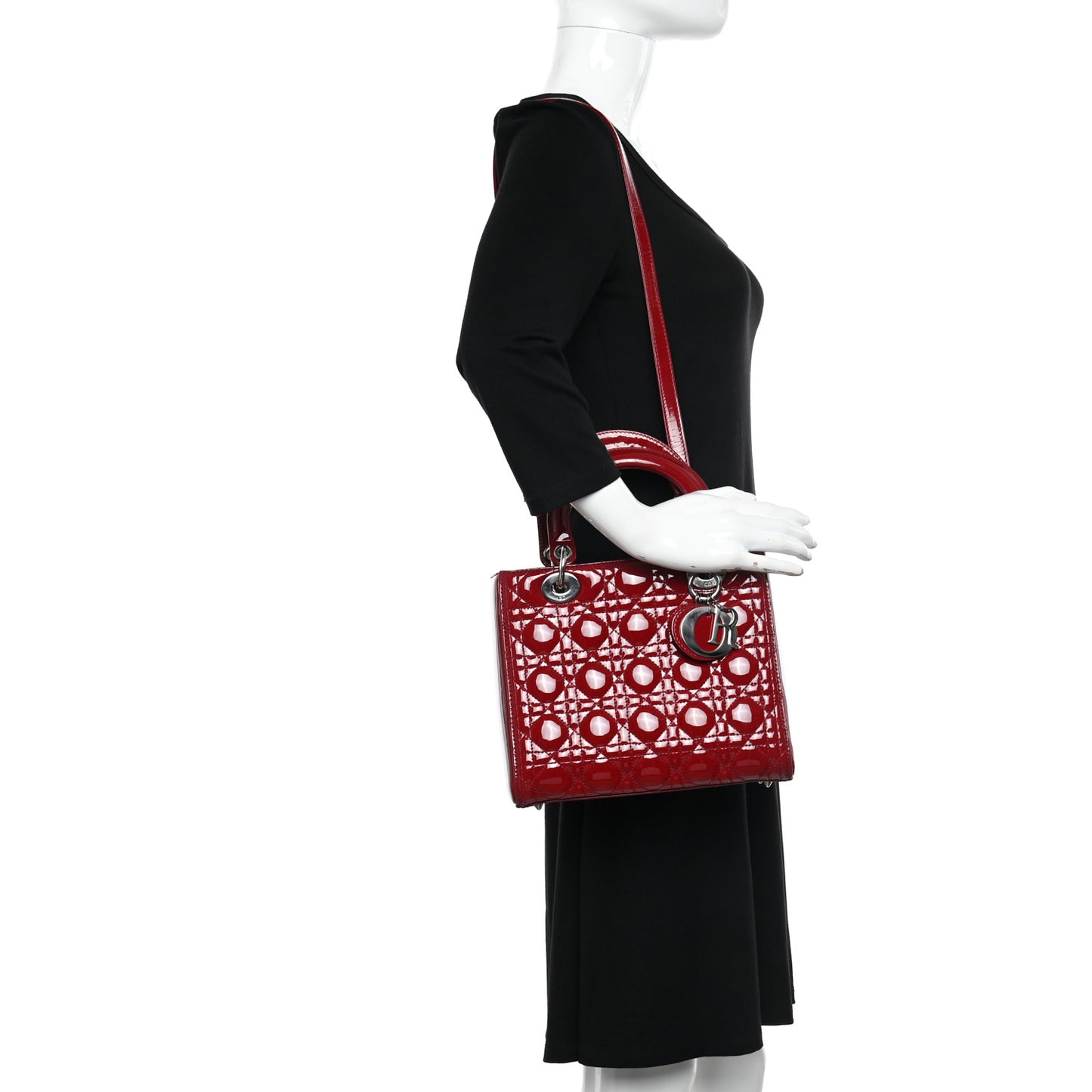 Patent Cannage Medium Lady Dior Red