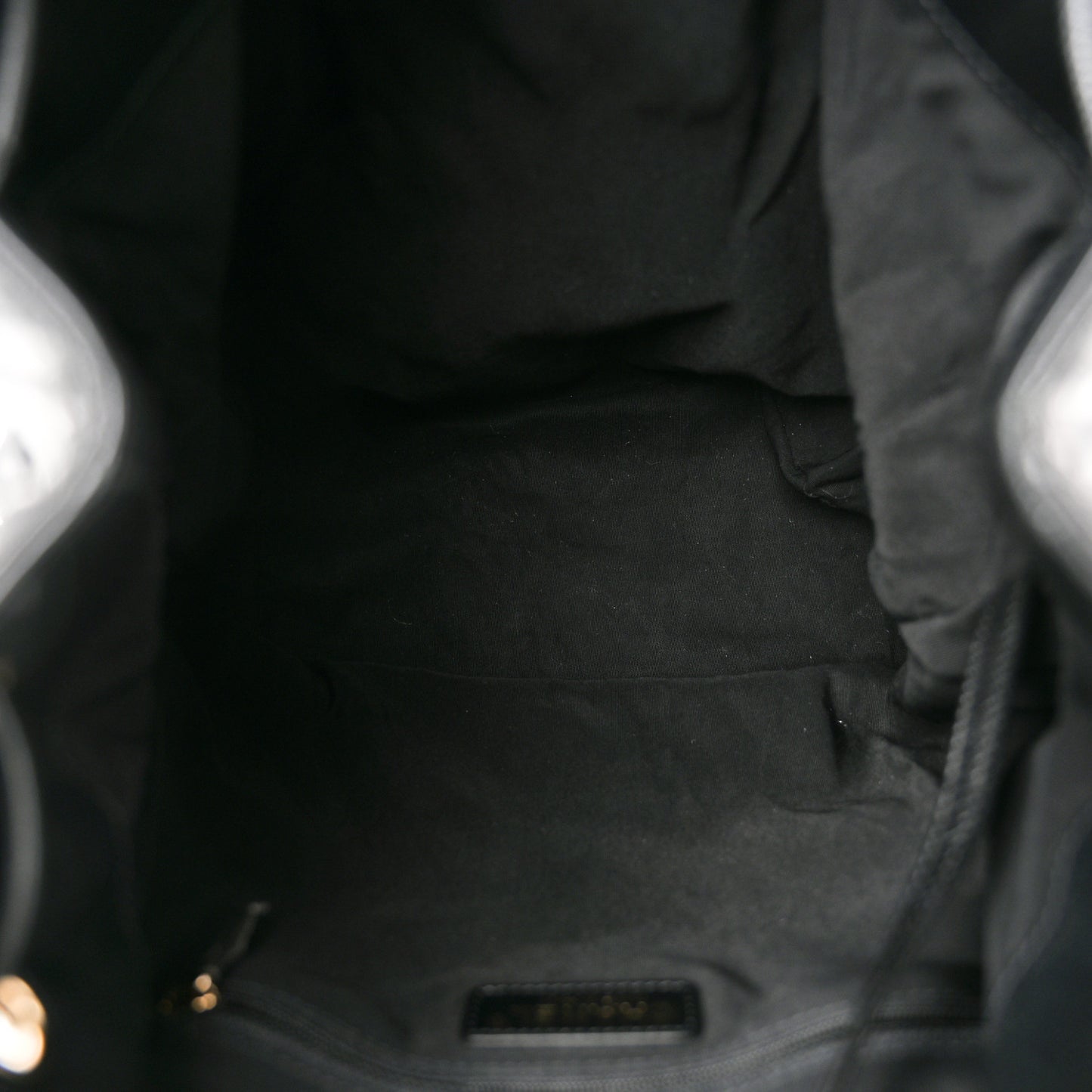 Lambskin Quilted Drawstring Backpack Black