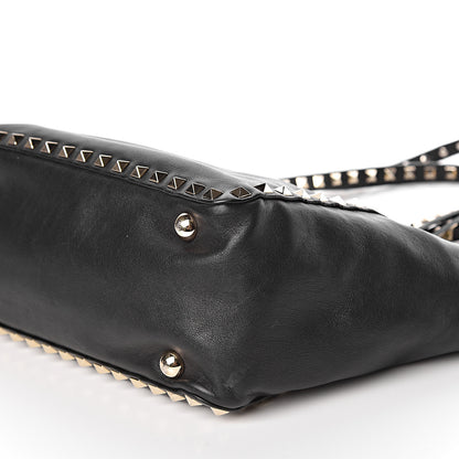 Valentino Garavani Vitello Small Rockstud Tote Black 8 of 9