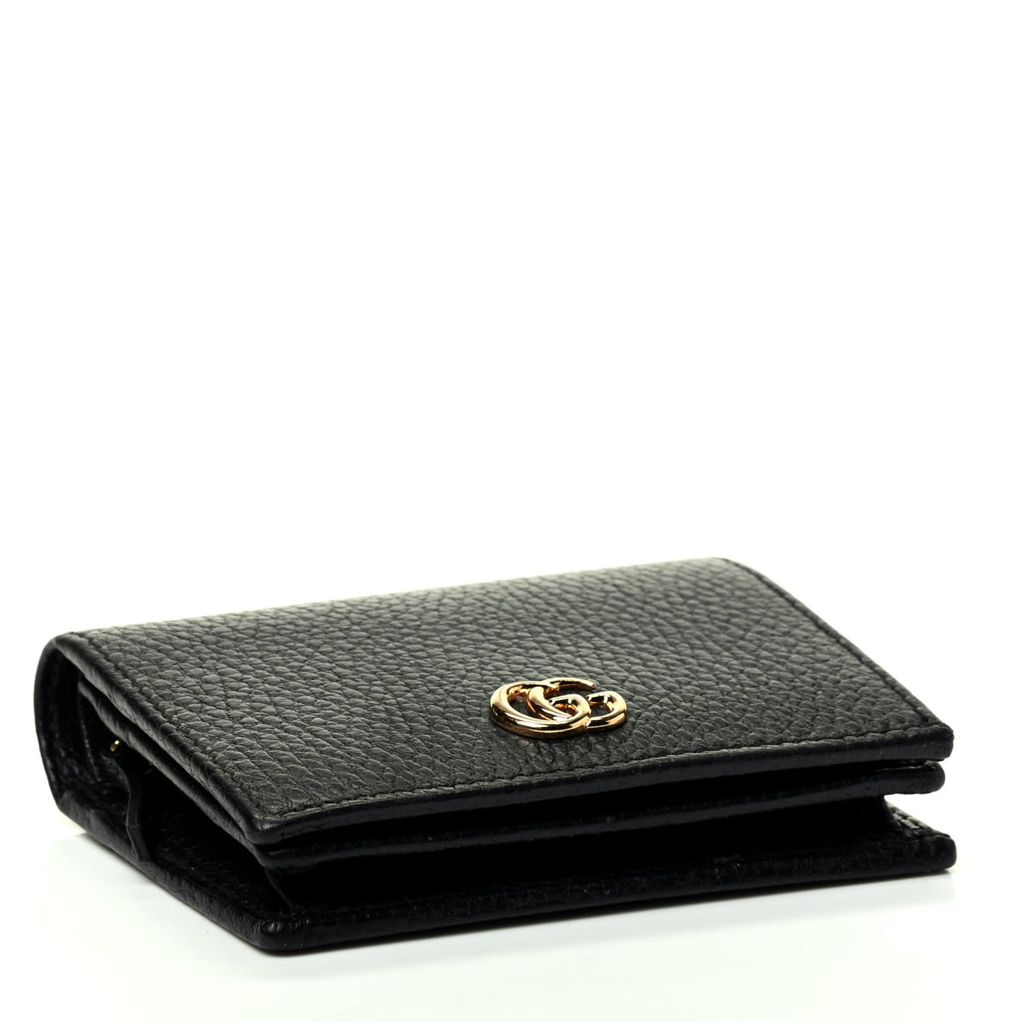 Pebbled Calfskin GG Marmont Card Case Black