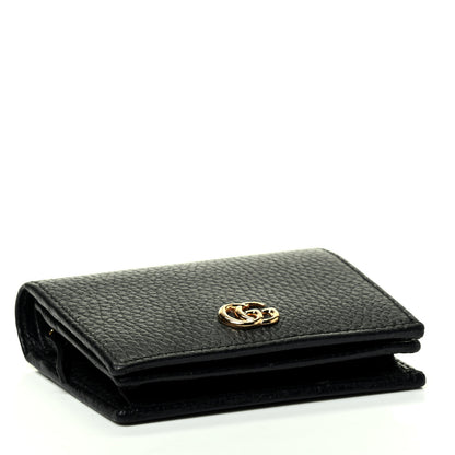 Gucci Pebbled Calfskin GG Marmont Card Case Black 3 of 4