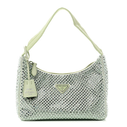 Prada Satin Crystal Mini Re-Edition 2000 Bag Acqua 1 of 9
